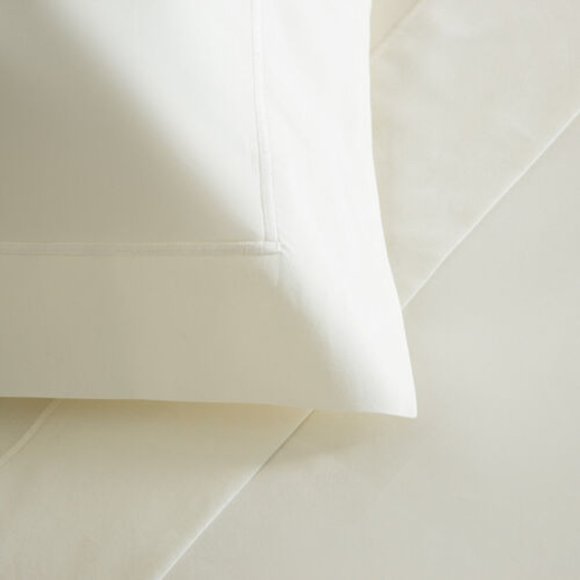 FRETTE ONE BOURDON CAL KING 4 PIECE SHEET SET PERCALE IVORY/IVORY - Picture 2 of 4